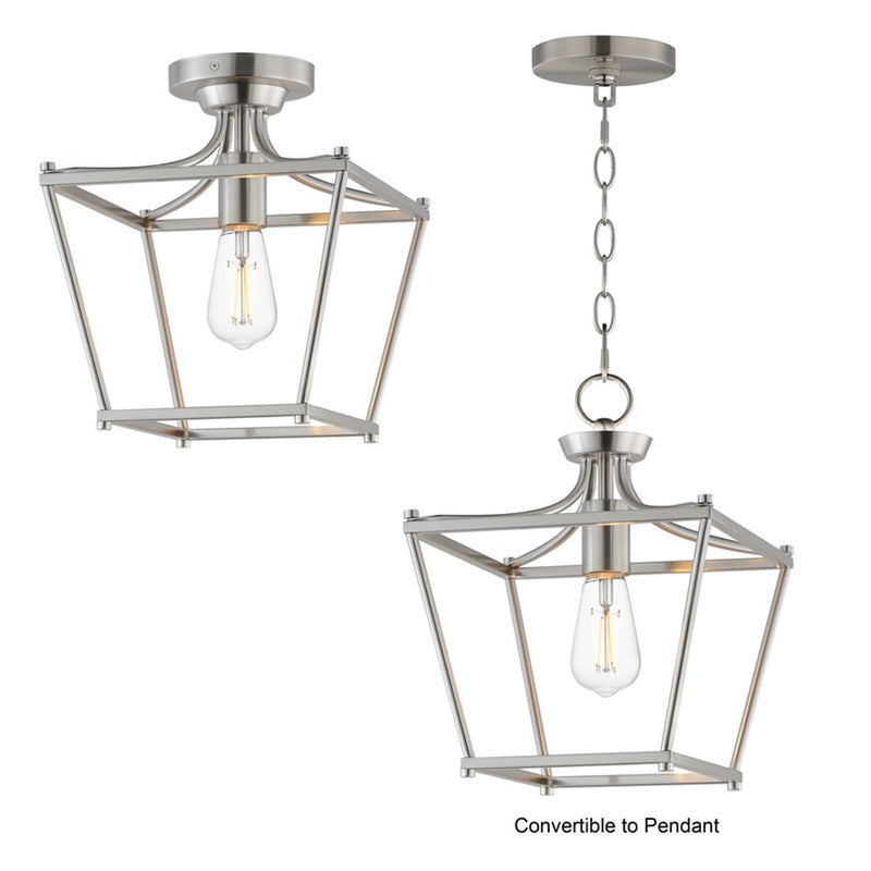 Maxim Lighting Clifton 1 Light 11.75" Semi-Flush Mount, Satin Nickel