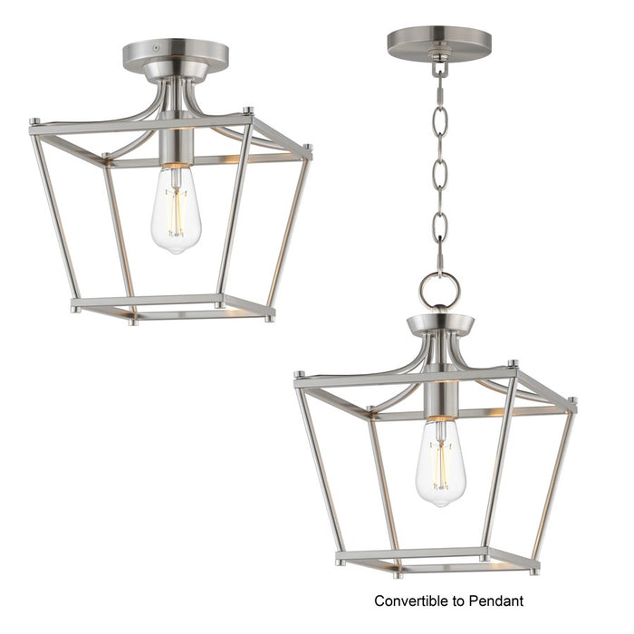 Maxim Lighting Clifton 1 Light 11.75" Semi-Flush Mount, Satin Nickel