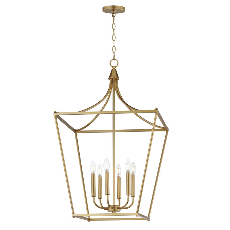Maxim Lighting Clifton 6Lt 36" Single Pendant, Natural Aged Brass