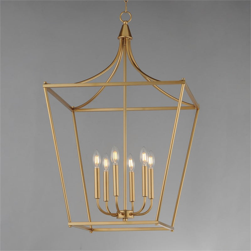Maxim Lighting Clifton 6Lt 36" Single Pendant, Natural Aged Brass