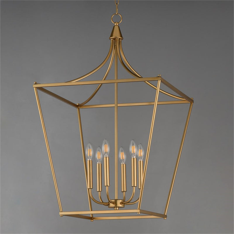 Maxim Lighting Clifton 6Lt 36" Single Pendant, Natural Aged Brass