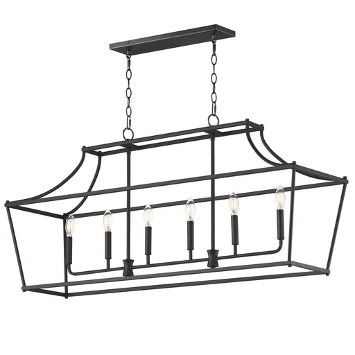 Maxim Lighting Clifton 48in 6-Light Linear Pendant | Traditional Black Steel | Kitchen Island & Dining Room | 48 x 13 x 22 in | Model 25317BK