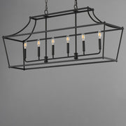 Maxim Lighting Clifton 48in 6-Light Linear Pendant | Traditional Black Steel | Kitchen Island & Dining Room | 48 x 13 x 22 in | Model 25317BK
