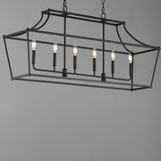 Maxim Lighting Clifton 48in 6-Light Linear Pendant | Traditional Black Steel | Kitchen Island & Dining Room | 48 x 13 x 22 in | Model 25317BK
