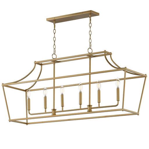 Maxim Lighting Clifton 48in 6-Light Linear Pendant | Modern Natural Aged Brass Steel | Kitchen Island & Dining Room | 48 x 13 x 22 in | Model 25317NAB