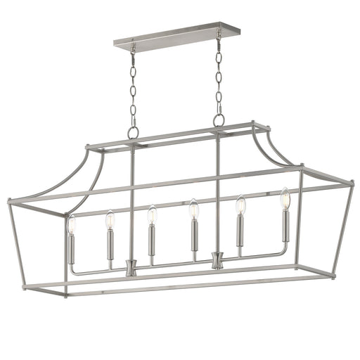 Maxim Lighting Clifton 48in 6-Light Linear Pendant | Modern Satin Nickel Steel | Kitchen Island & Dining Room | 48 x 13 x 22 in | Model 25317SN