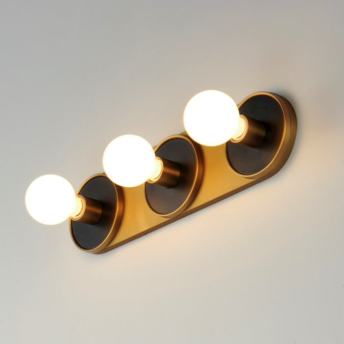 Maxim Lighting Hollywood 3 Light Wall Sconce, Black/Aged Brass