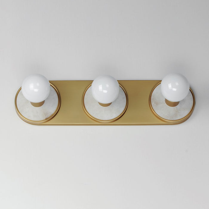 Maxim Lighting Hollywood Stone 3Lt Sconce, Alabaster/Brass