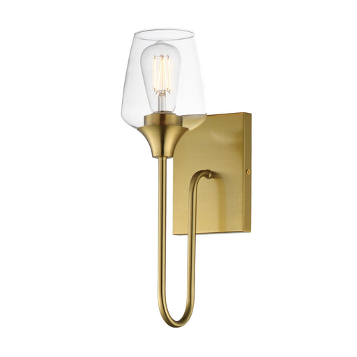 Maxim Lighting Goblet 15.75in 1-Light Wall Sconce | Modern Natural Aged Brass and Clear Glass | Bedroom & Hallway Accent Light | Model 26131CLNAB