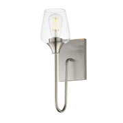 Maxim Lighting Goblet 15.75in 1-Light Wall Sconce | Modern Satin Nickel and Clear Glass | Bedroom & Hallway Accent Light | Model 26131CLSN