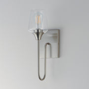 Maxim Lighting Goblet 15.75in 1-Light Wall Sconce | Modern Satin Nickel and Clear Glass | Bedroom & Hallway Accent Light | Model 26131CLSN