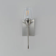 Maxim Lighting Goblet 15.75in 1-Light Wall Sconce | Modern Satin Nickel and Clear Glass | Bedroom & Hallway Accent Light | Model 26131CLSN