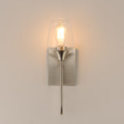 Maxim Lighting Goblet 15.75in 1-Light Wall Sconce | Modern Satin Nickel and Clear Glass | Bedroom & Hallway Accent Light | Model 26131CLSN
