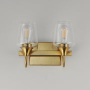 Maxim Goblet 14in 2-Light Vanity Light | Modern Natural Aged Brass and Clear Glass | Bathroom Vanity & Powder Room | 14 x 8.75 in | Model 26132CLNAB