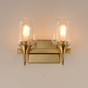 Maxim Goblet 14in 2-Light Vanity Light | Modern Natural Aged Brass and Clear Glass | Bathroom Vanity & Powder Room | 14 x 8.75 in | Model 26132CLNAB