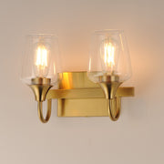Maxim Goblet 14in 2-Light Vanity Light | Modern Natural Aged Brass and Clear Glass | Bathroom Vanity & Powder Room | 14 x 8.75 in | Model 26132CLNAB
