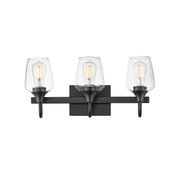 Maxim Lighting Goblet 20in 3-Light Vanity Light | Modern Black and Clear Glass | Bathroom Vanity & Powder Room | 20.25 x 8.75 in | Model 26133CLBK