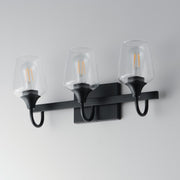 Maxim Lighting Goblet 20in 3-Light Vanity Light | Modern Black and Clear Glass | Bathroom Vanity & Powder Room | 20.25 x 8.75 in | Model 26133CLBK