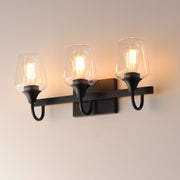 Maxim Lighting Goblet 20in 3-Light Vanity Light | Modern Black and Clear Glass | Bathroom Vanity & Powder Room | 20.25 x 8.75 in | Model 26133CLBK