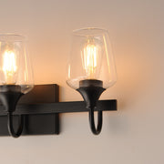 Maxim Lighting Goblet 20in 3-Light Vanity Light | Modern Black and Clear Glass | Bathroom Vanity & Powder Room | 20.25 x 8.75 in | Model 26133CLBK