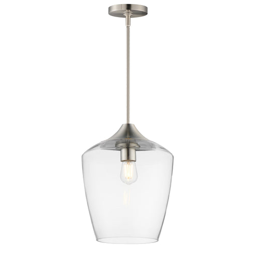 Maxim Lighting Goblet 12in 1-Light Pendant | Modern Satin Nickel and Clear Glass | Kitchen Island & Dining Room | 12 x 15 in | Model 26137CLSN