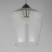 Maxim Lighting Goblet 12in 1-Light Pendant | Modern Satin Nickel and Clear Glass | Kitchen Island & Dining Room | 12 x 15 in | Model 26137CLSN