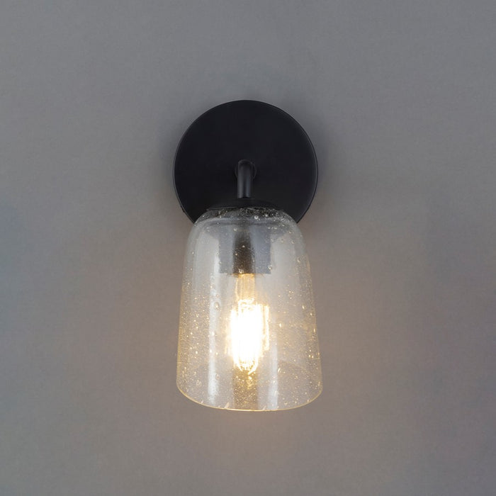 Maxim Lighting Keppe 1Lt 7" Wall Sconce, Dark Bronze/Stone Seeded