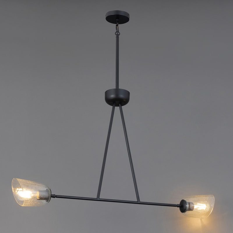 Maxim Lighting Keppe 2Lt Linear Pendant, Dark Bronze/Stone Seeded