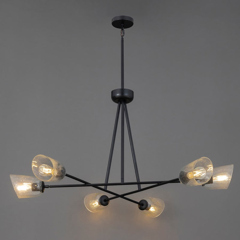 Maxim Lighting Keppe 6 Light Chandelier, Dark Bronze/Stone Seeded