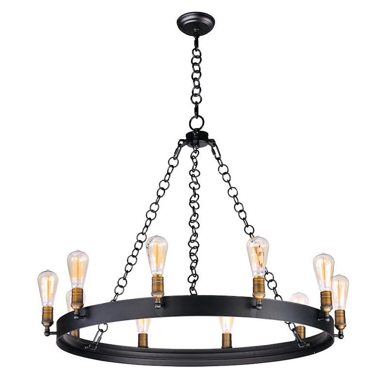 Maxim Lighting 28' x 37.5' Noble 10 Lt Chandelier, Black/Brass