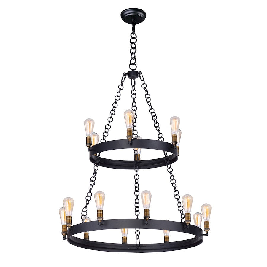 Maxim Lighting Noble 16Lt Chandelier w/Bulbs, Black/Brass - 26277BKNAB-BUI