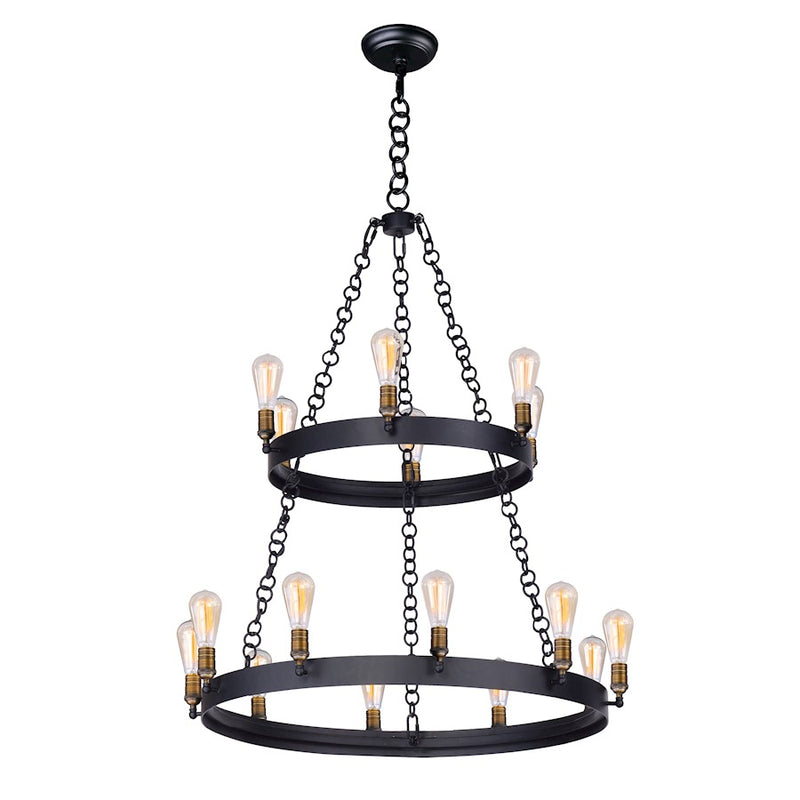 Maxim Lighting Noble 16Lt Chandelier w/Bulbs, Black/Brass