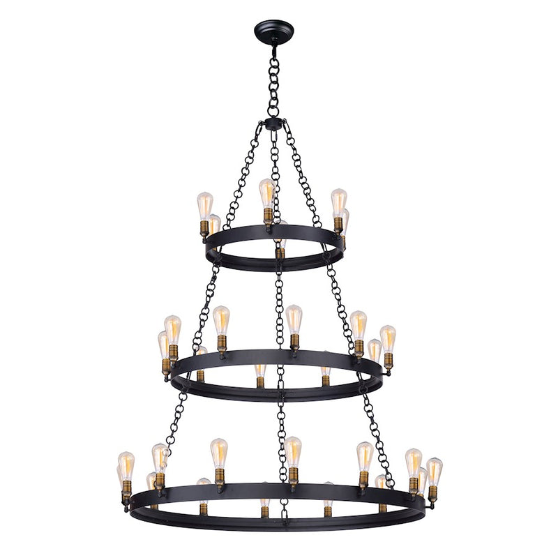 Maxim Lighting Noble 30 Light Chandelier, Black/Brass