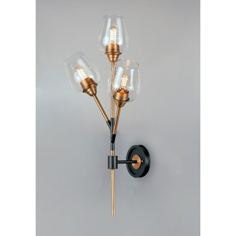 Maxim Lighting Savvy 3-Light Wall Sconce, Antique Brass/Black