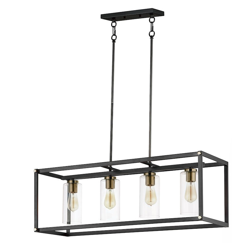 Maxim Lighting Capitol 4-Light Linear Pendant, Black/Antique Brass