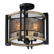 Maxim Lighting Boundry 3-Light Flush Mount, Black/Barn Wood/Brass