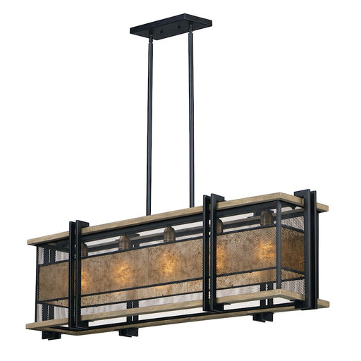 Maxim Lighting Boundry 5-LT Linear Pendant, Black/Barn Wood/Brass