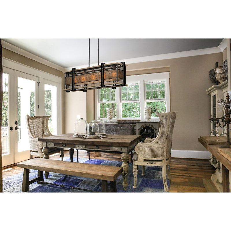 Maxim Lighting Boundry 5-LT Linear Pendant, Black/Barn Wood/Brass