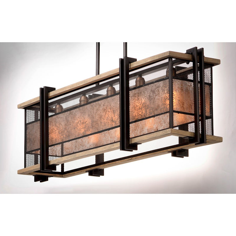 Maxim Lighting Boundry 5-LT Linear Pendant, Black/Barn Wood/Brass