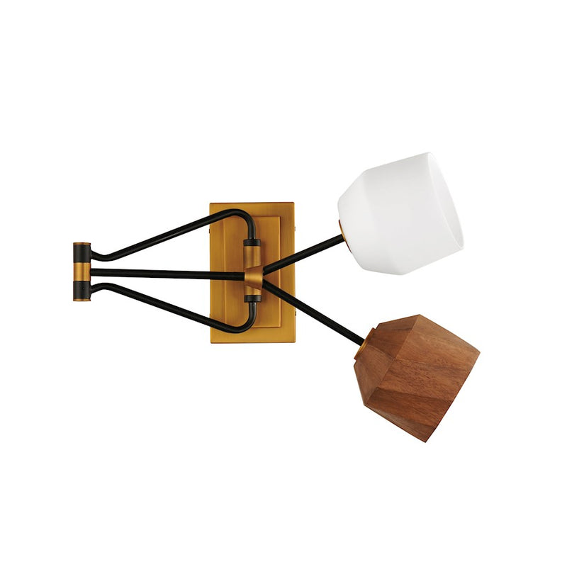 Maxim Akimbo 2 Light Wall Sconce, Dark Bronze/Antique Brass
