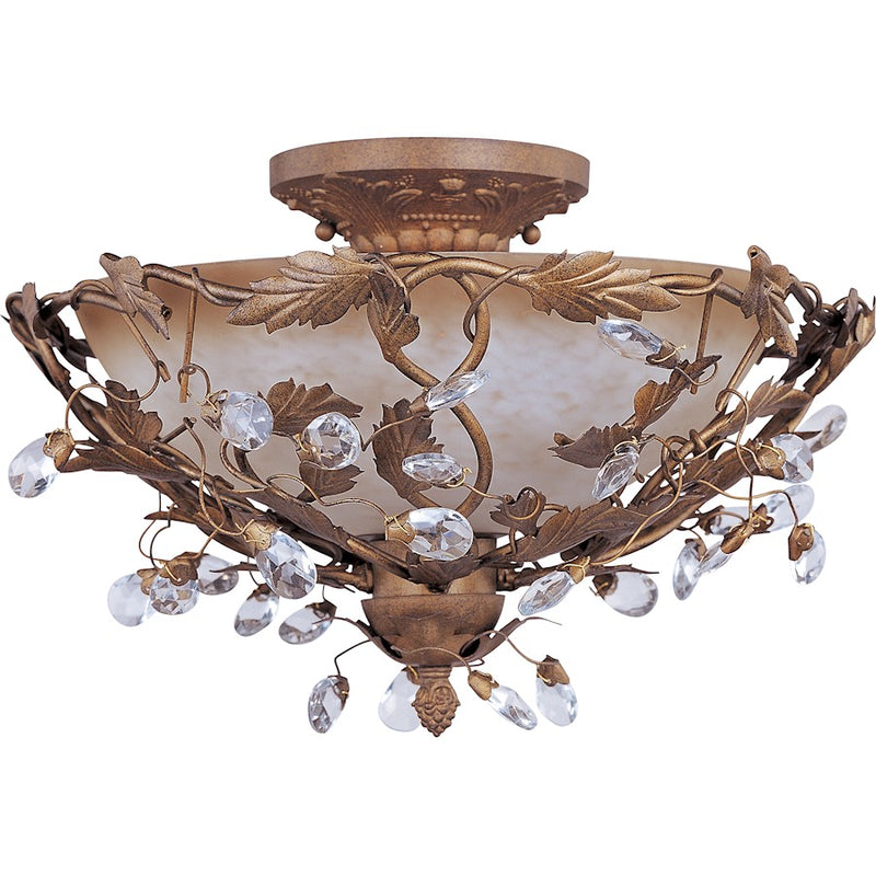 Maxim Elegante 3-Light Semi-Flush Mount Etruscan Gold