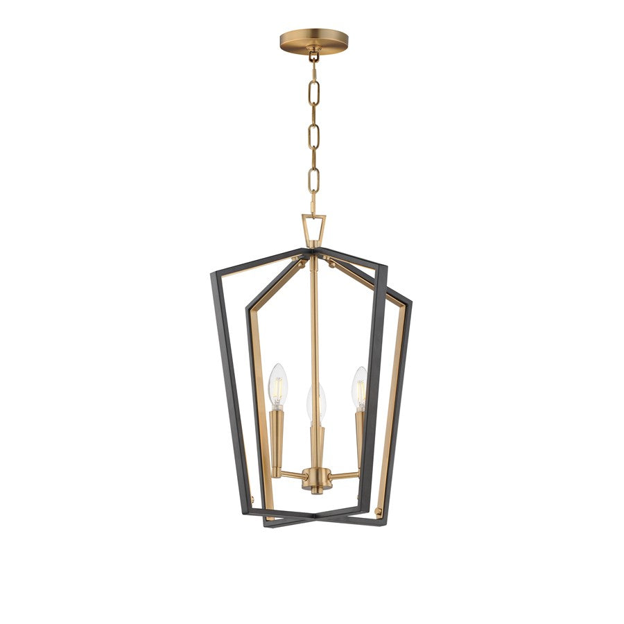 Maxim Lighting Melrose 3Lt 20.5" Entry Foyer Pendant, Black/Brass - 28613BKNAB