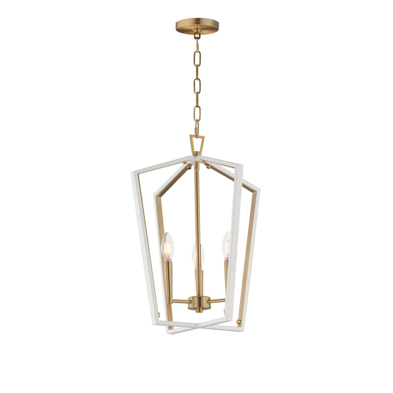 Maxim Lighting Melrose 3Lt 20.5" Entry Foyer Pendant, White/Brass