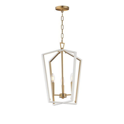 Maxim Lighting Melrose 3Lt 20.5" Entry Foyer Pendant, White/Brass - 28613WTNAB