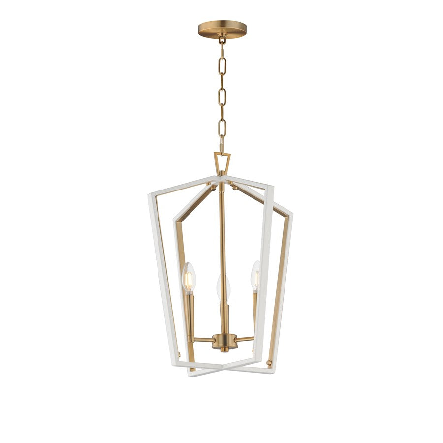 Maxim Lighting Melrose 3Lt 20.5" Entry Foyer Pendant, White/Brass - 28613WTNAB
