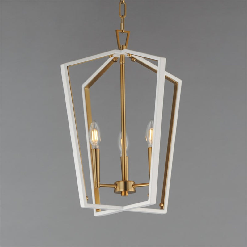 Maxim Lighting Melrose 3Lt 20.5" Entry Foyer Pendant, White/Brass