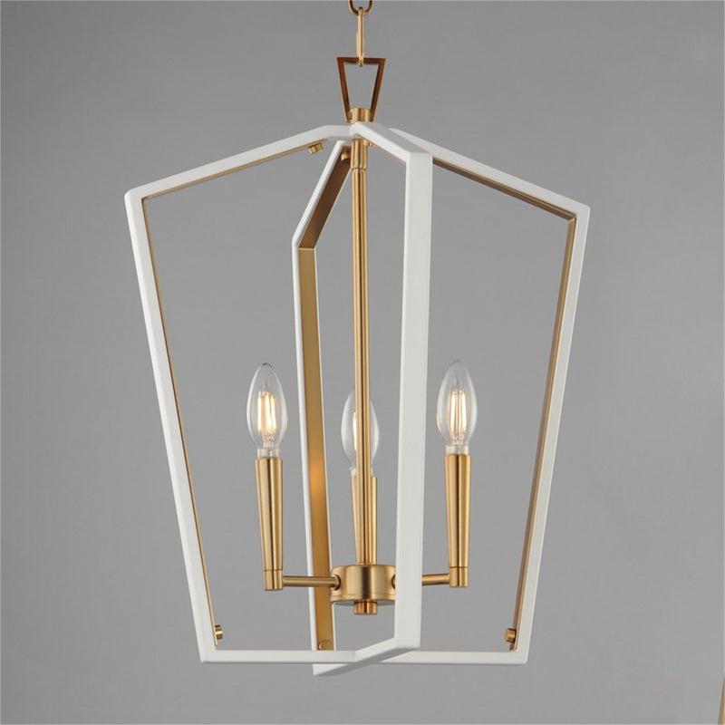 Maxim Lighting Melrose 3Lt 20.5" Entry Foyer Pendant, White/Brass