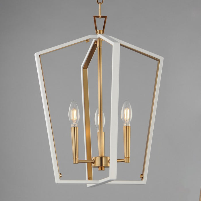 Maxim Lighting Melrose 3Lt 20.5" Entry Foyer Pendant, White/Brass