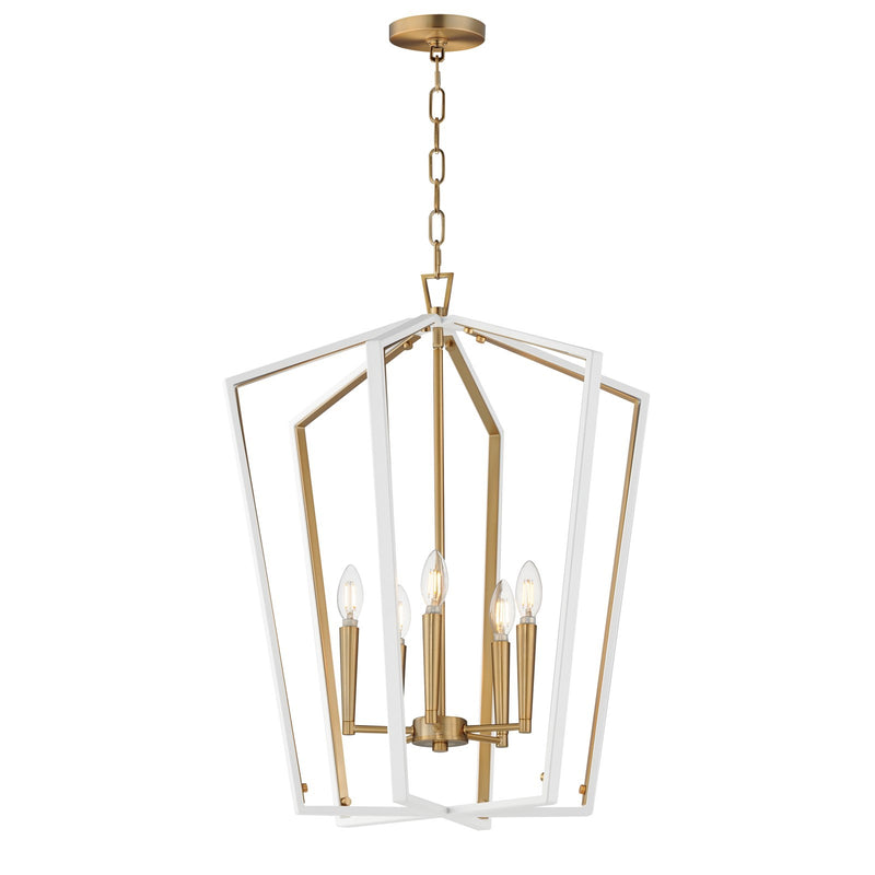 Maxim Lighting Melrose 5Lt 27.5" Entry Foyer Pendant, White/Brass
