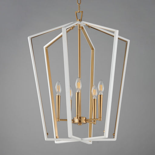 Maxim Lighting Melrose 5Lt 27.5" Entry Foyer Pendant, White/Brass